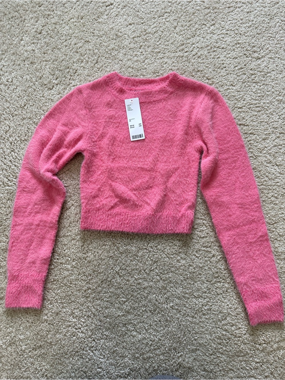 Fuzzy Pink Cropped Sweater UO